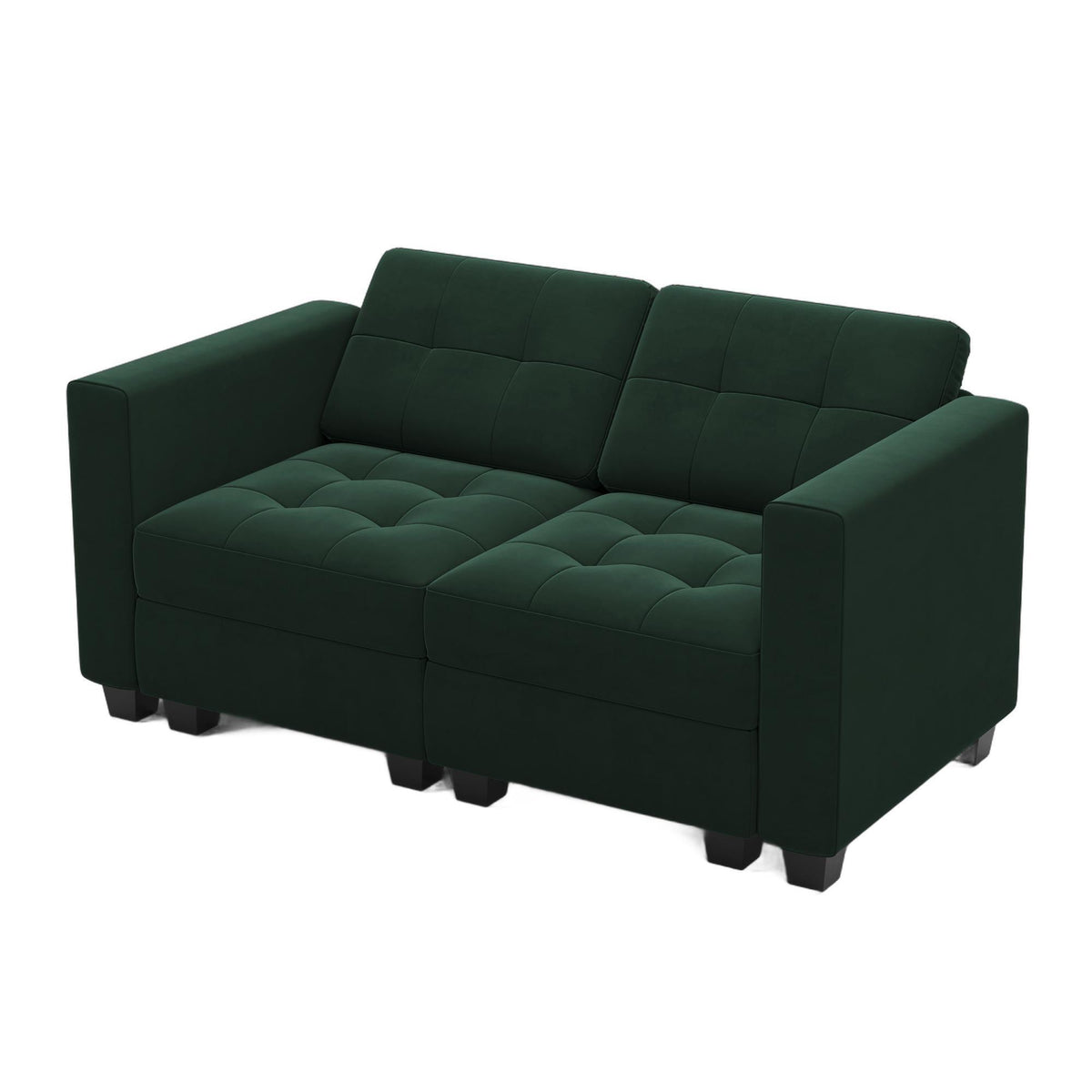 64" Green And Black Velvet Loveseat With Storage and Toss Pillows - HomeRoots - Flyclothing LLC
