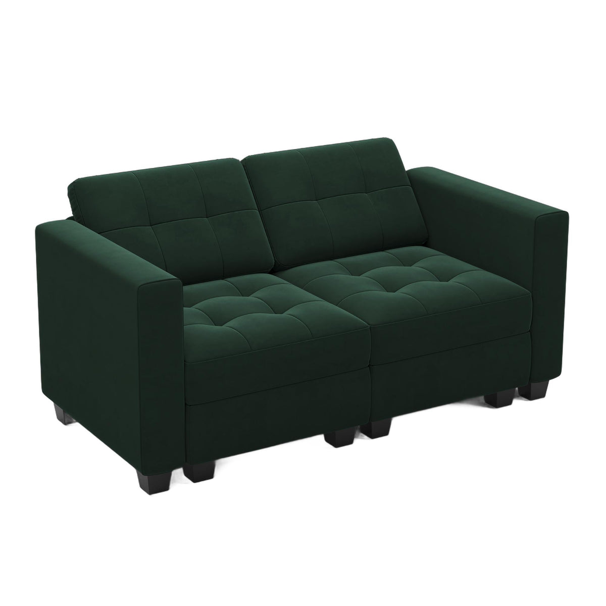 64" Green And Black Velvet Loveseat With Storage and Toss Pillows - HomeRoots - Flyclothing LLC