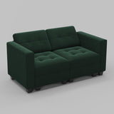 64" Green And Black Velvet Loveseat With Storage and Toss Pillows - HomeRoots - Flyclothing LLC