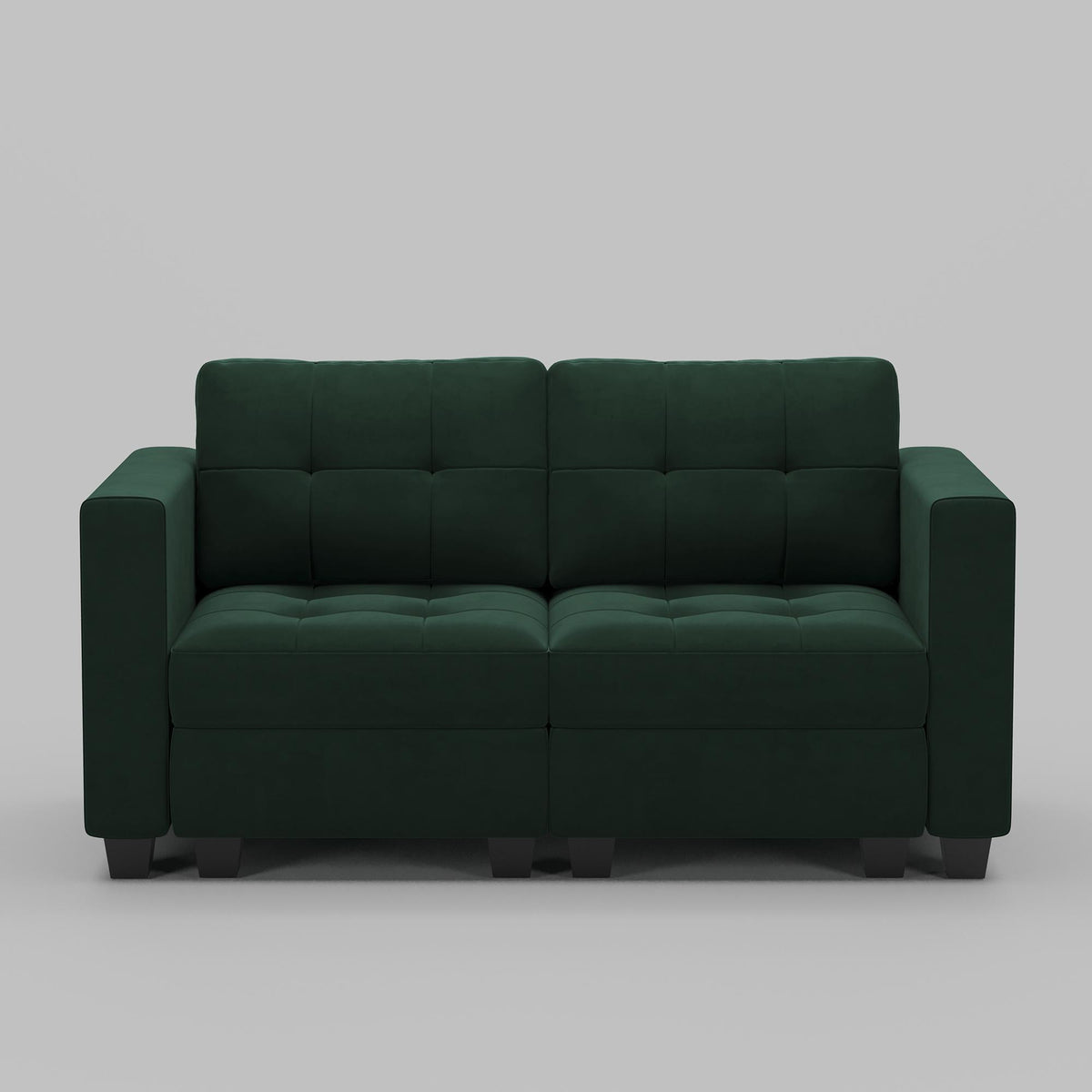 64" Green And Black Velvet Loveseat With Storage and Toss Pillows - HomeRoots - Flyclothing LLC