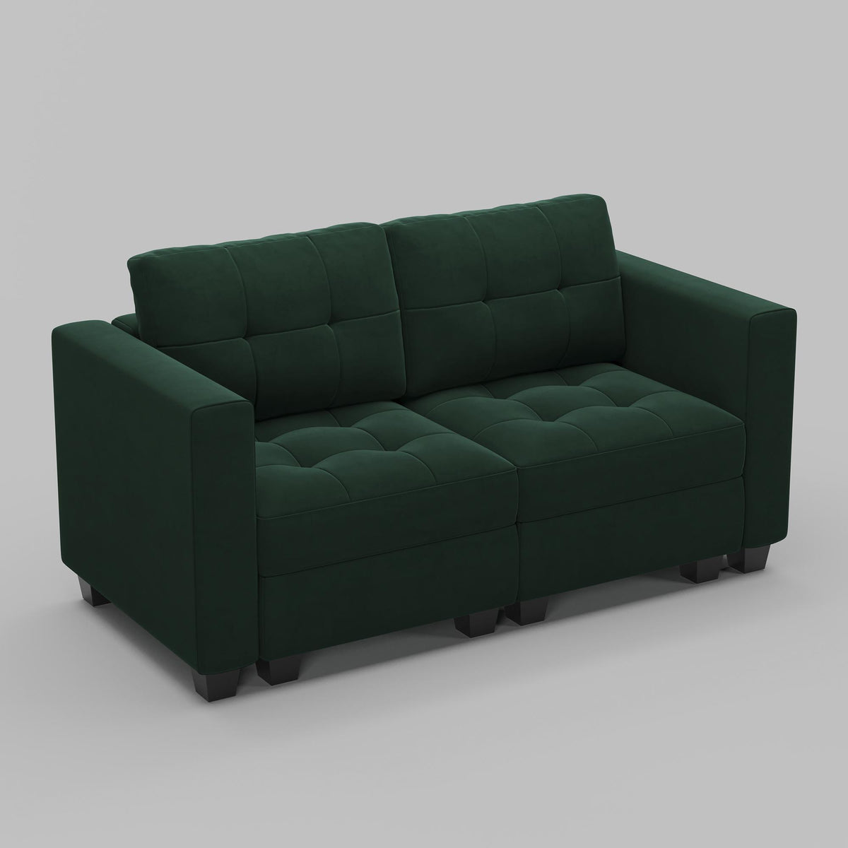 64" Green And Black Velvet Loveseat With Storage and Toss Pillows - HomeRoots - Flyclothing LLC