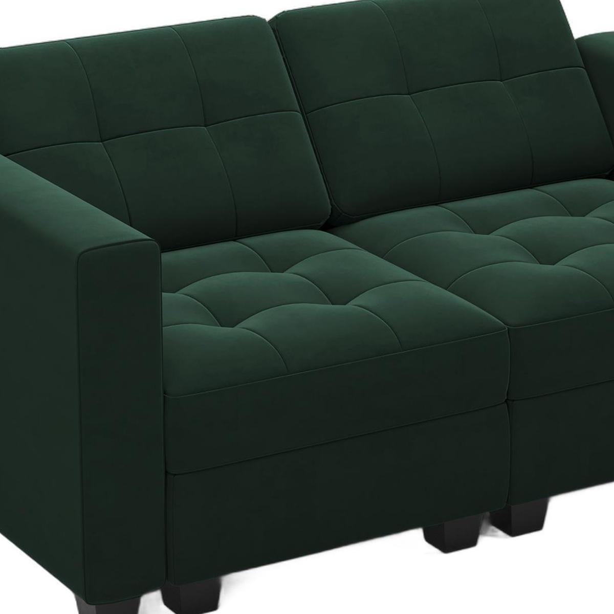 64" Green And Black Velvet Loveseat With Storage and Toss Pillows - HomeRoots - Flyclothing LLC