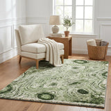 5' X 8' Green And Charcoal Abstract Shag Washable Area Rug With UV Protection - HomeRoots - Flyclothing LLC