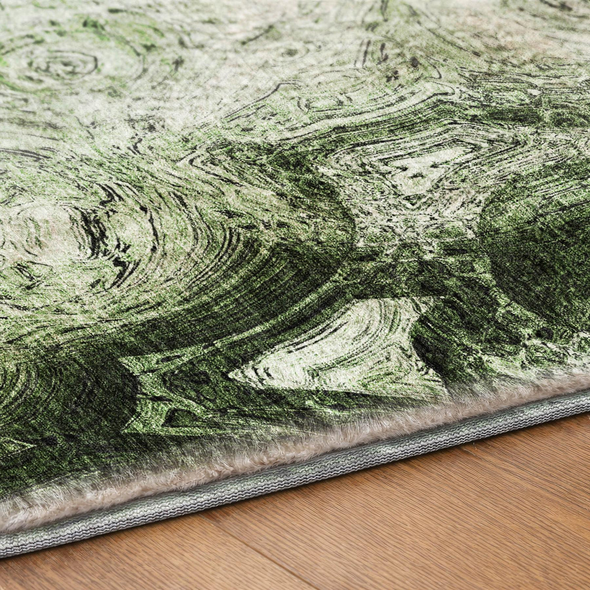 5' X 8' Green And Charcoal Abstract Shag Washable Area Rug With UV Protection - HomeRoots - Flyclothing LLC