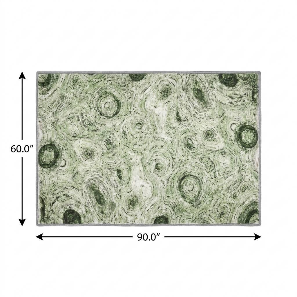 5' X 8' Green And Charcoal Abstract Shag Washable Area Rug With UV Protection - HomeRoots - Flyclothing LLC