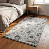 3' X 5' Gray And Silver Abstract Shag Washable Area Rug With UV Protection - HomeRoots - Flyclothing LLC