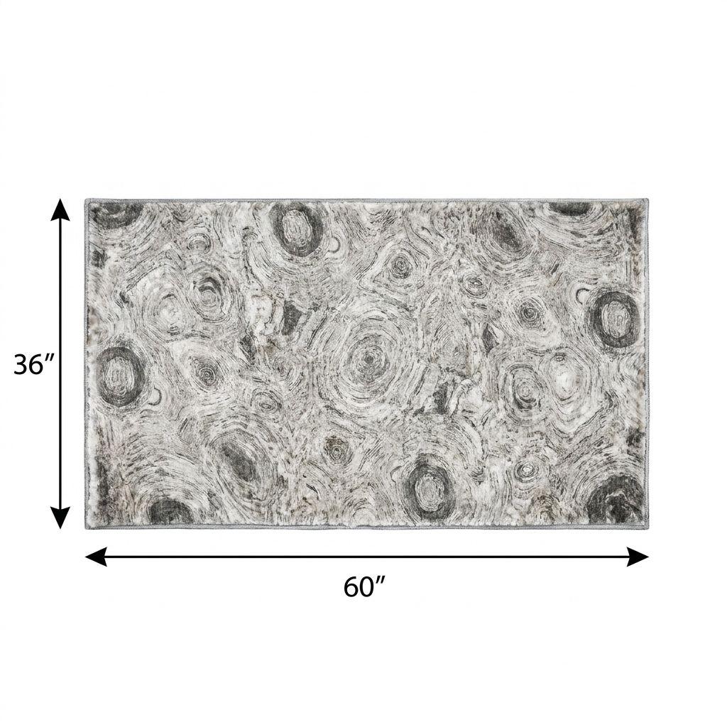 3' X 5' Gray And Silver Abstract Shag Washable Area Rug With UV Protection - HomeRoots - Flyclothing LLC