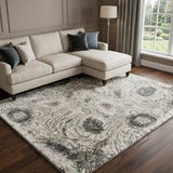 8' X 10' Gray And Silver Abstract Shag Washable Area Rug With UV Protection - HomeRoots - Flyclothing LLC
