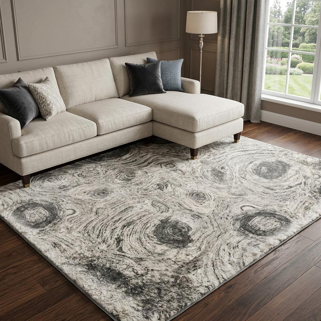 8' X 10' Gray And Silver Abstract Shag Washable Area Rug With UV Protection - HomeRoots - Flyclothing LLC
