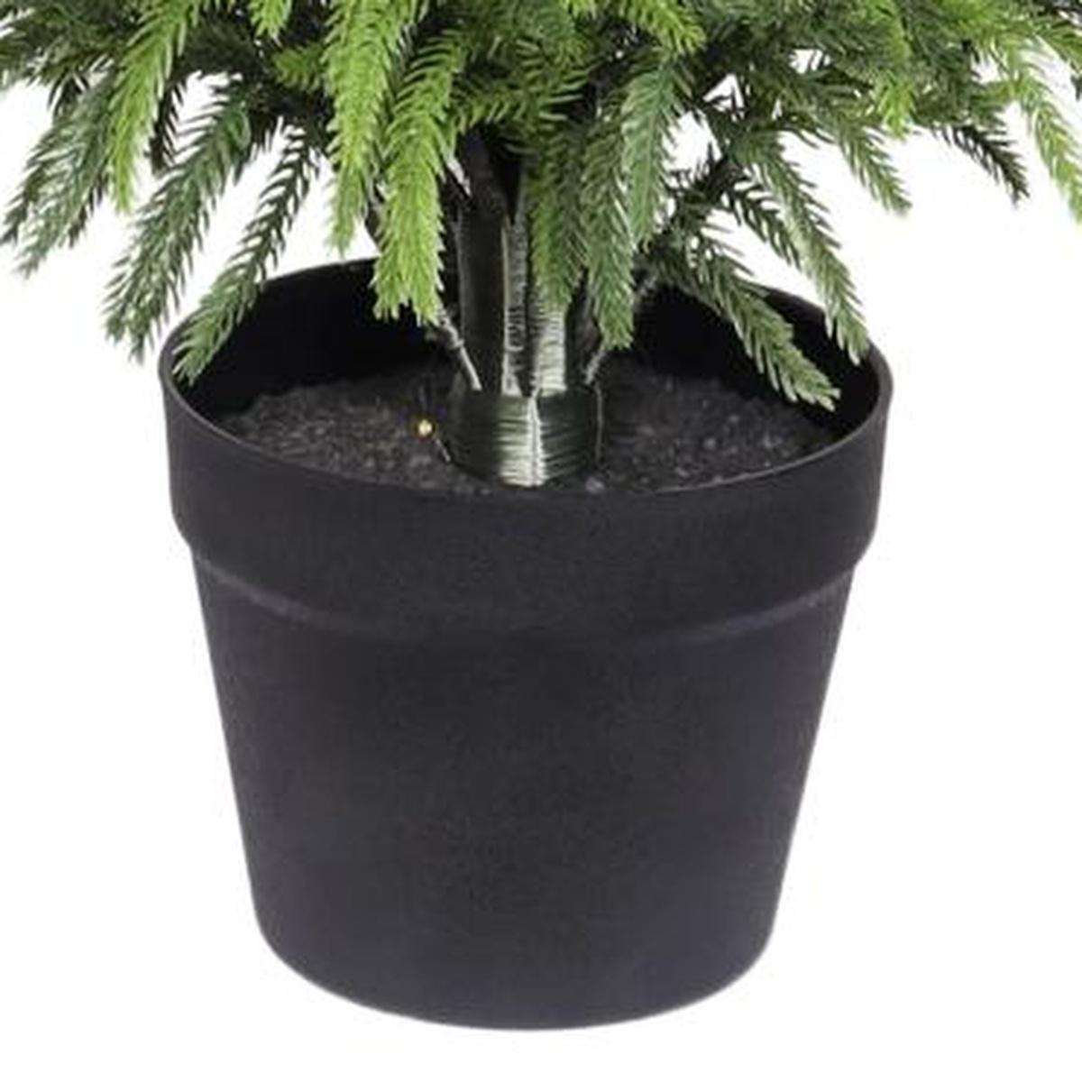 Set of Two 60" Green Artificial Pine Tree In Round Black Pot - HomeRoots - Flyclothing LLC