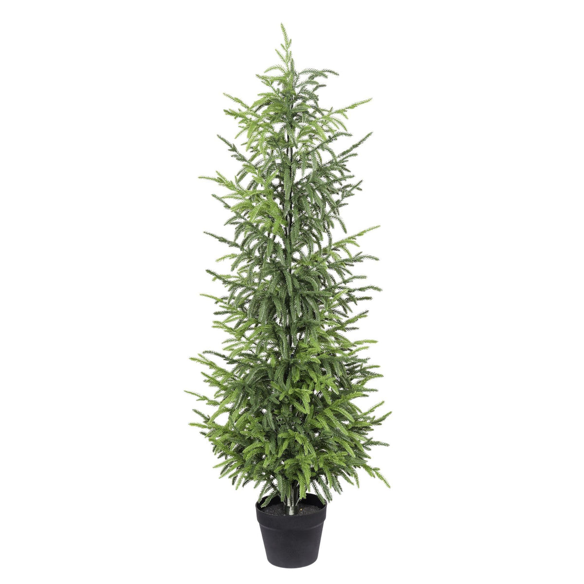 60" Green Artificial Pine Tree In Round Black Pot