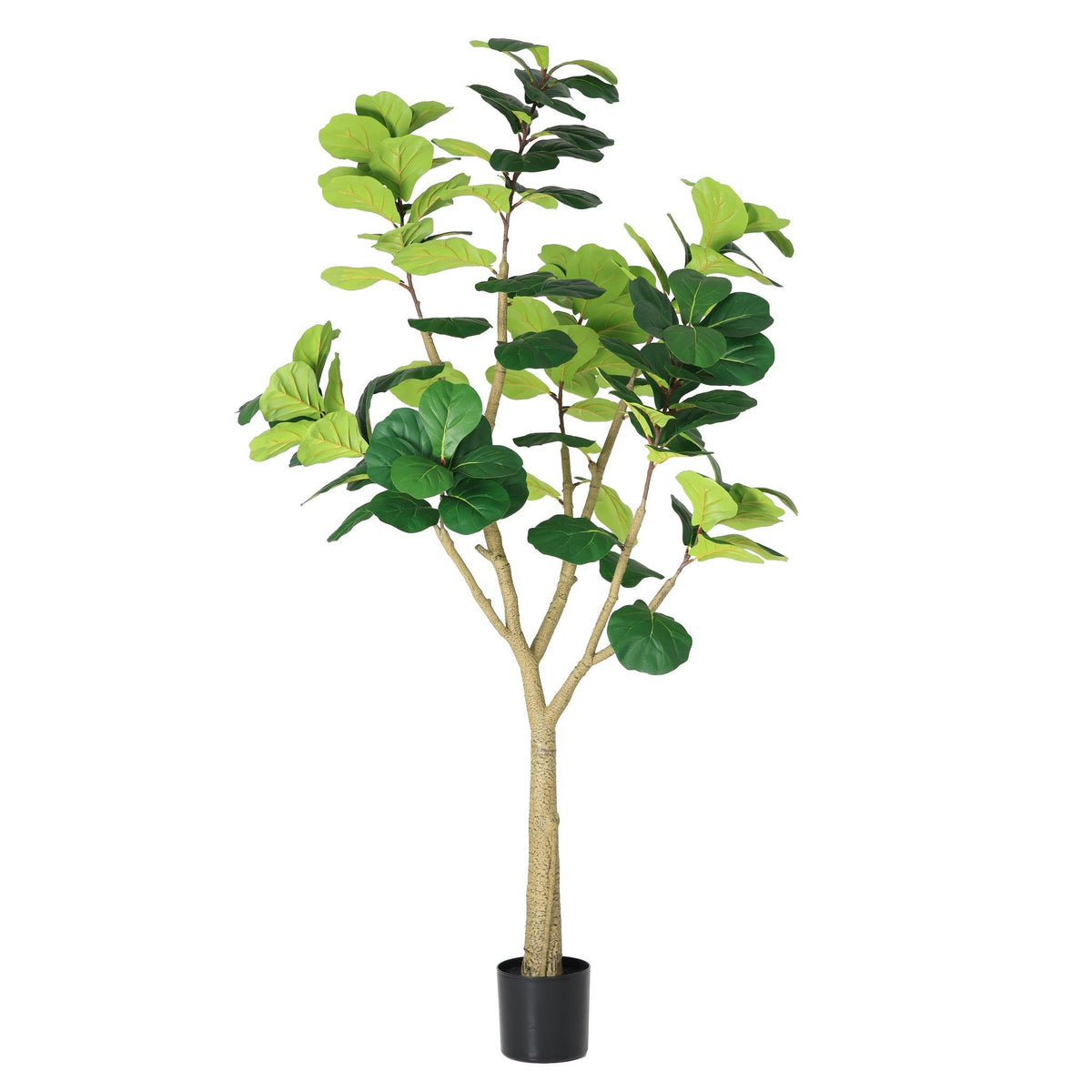 84" Green Artificial Fiddle Leaf Tree In Round Black Pot
