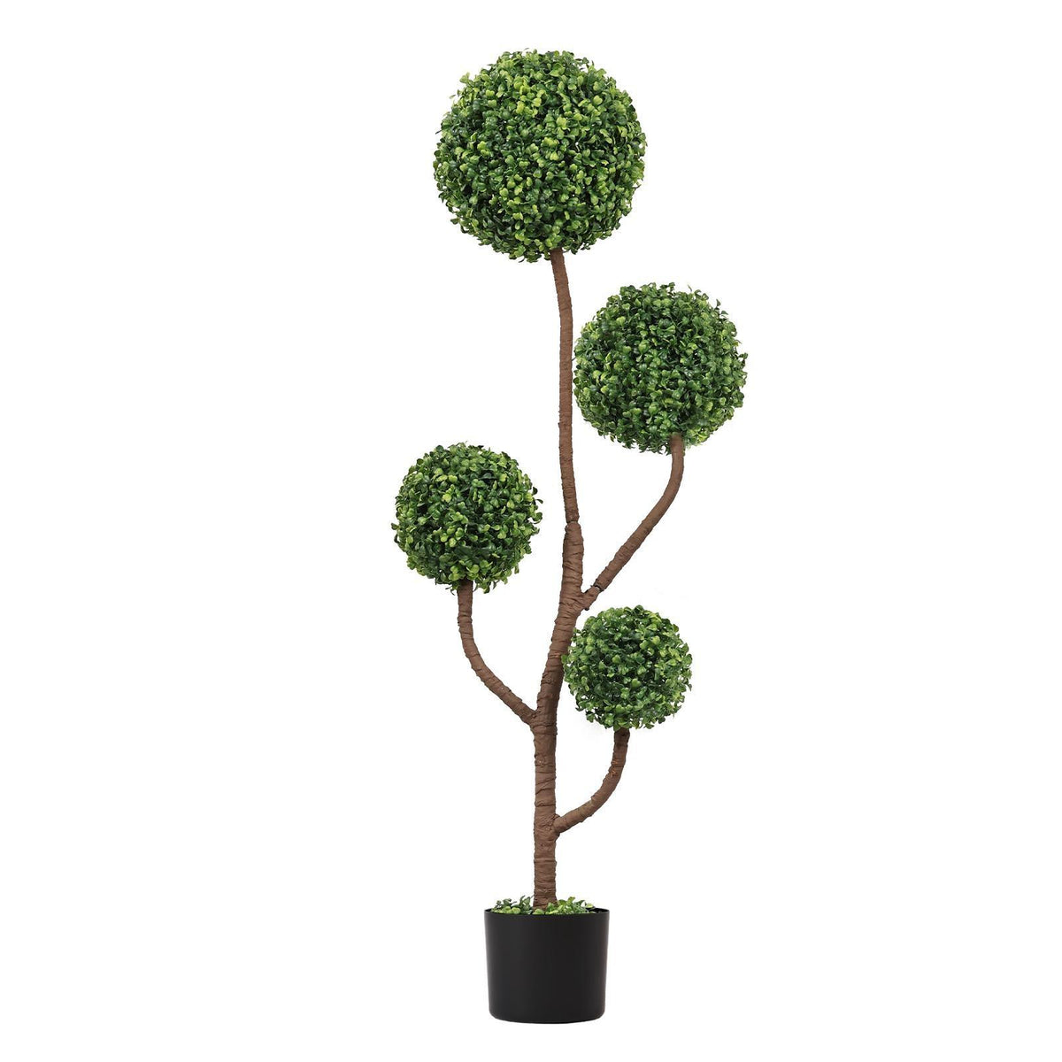 48" Green Artificial Boxwood Tree In Round Black Pot - HomeRoots - Flyclothing LLC