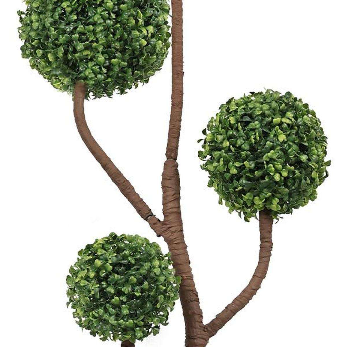 48" Green Artificial Boxwood Tree In Round Black Pot - HomeRoots - Flyclothing LLC