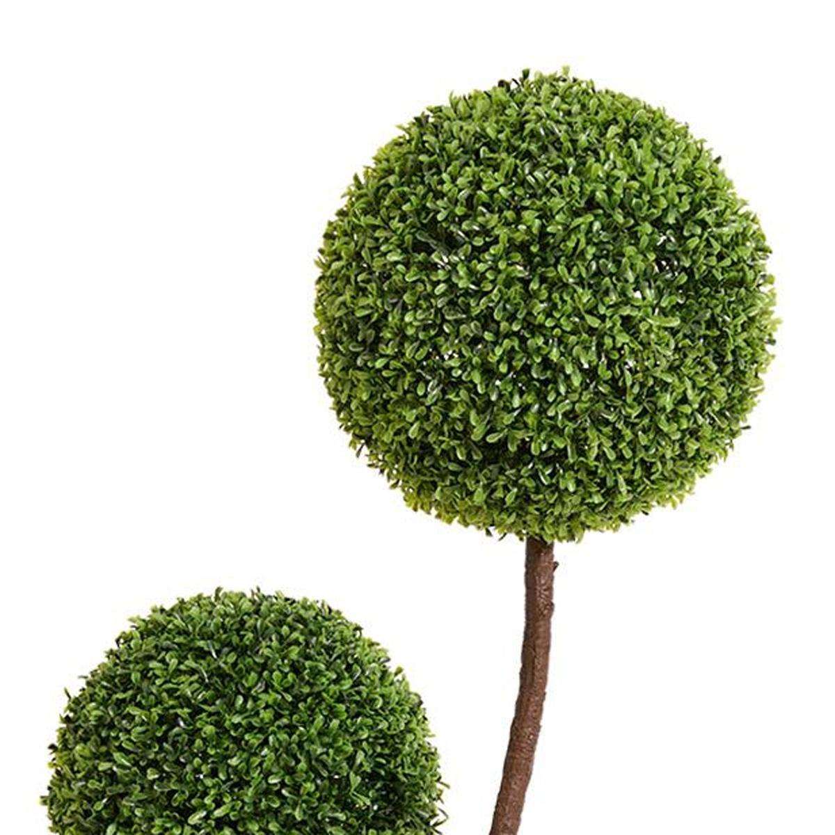 60" Green Artificial Boxwood Tree In Round Black Planter - HomeRoots - Flyclothing LLC