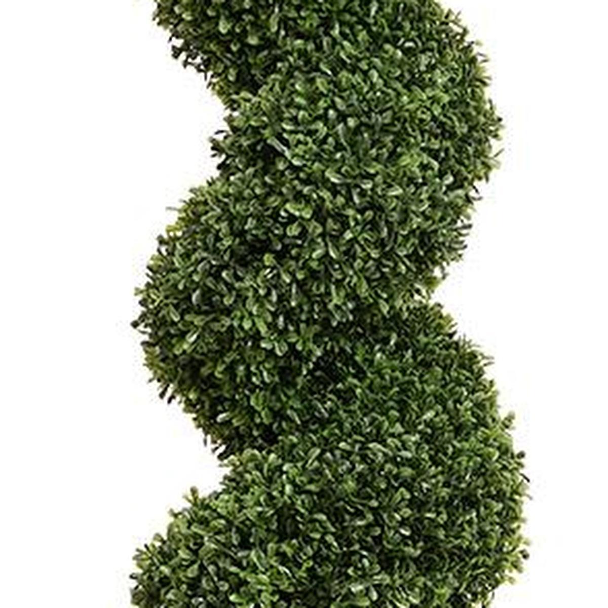 84" Green Artificial Boxwood Tree In Round Black Planter