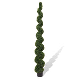 84" Green Artificial Boxwood Tree In Round Black Planter