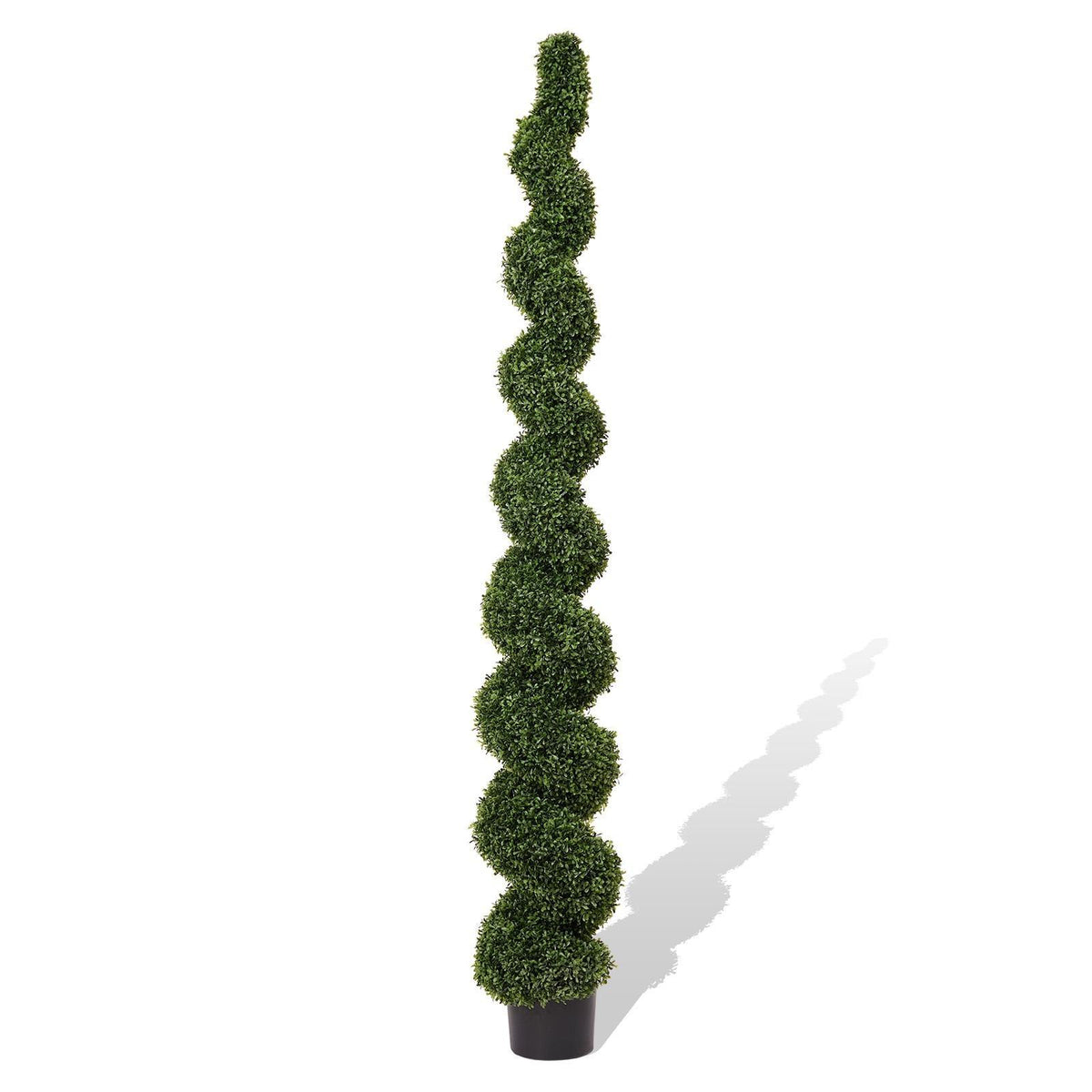 84" Green Artificial Boxwood Tree In Round Black Planter