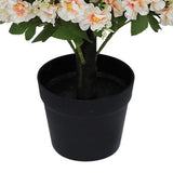 Set of Two 24" Peach And Pink Artificial Flowering Tree In Round Black Pot - HomeRoots - Flyclothing LLC