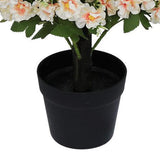 Set of Two 24" Peach And Pink Artificial Flowering Tree In Round Black Pot - HomeRoots - Flyclothing LLC