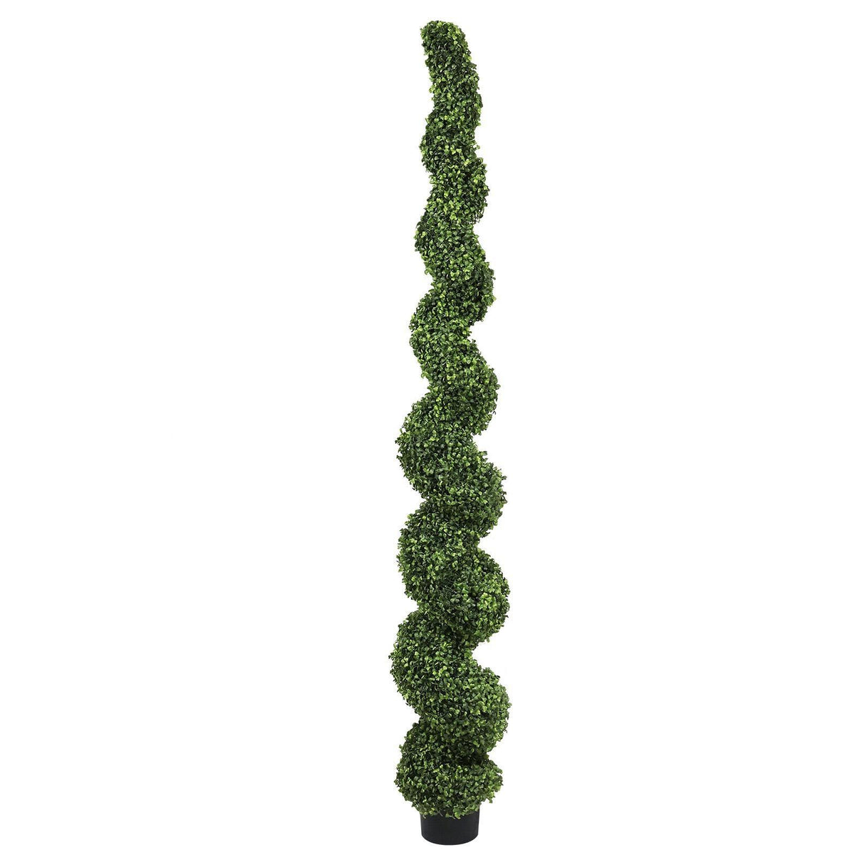 84" Green Light Green And Dark Green Artificial Boxwood Tree In Round Black Planter - HomeRoots - Flyclothing LLC