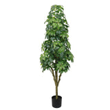 62" Green Artificial Ficus Tree In Round Black Pot - HomeRoots - Flyclothing LLC