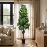 62" Green Artificial Ficus Tree In Round Black Pot - HomeRoots - Flyclothing LLC