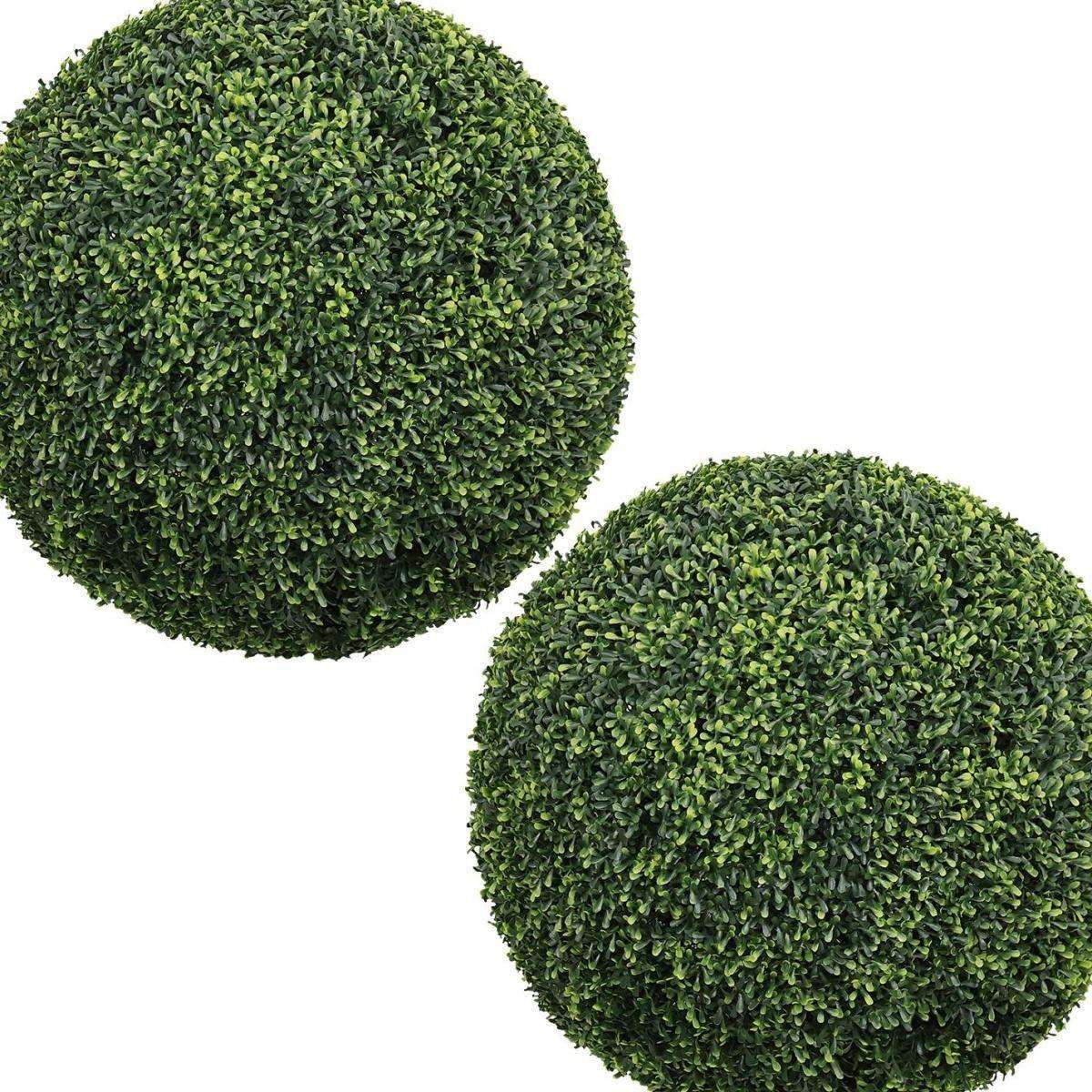Set of Two 22" Green Artificial Boxwood Tree - HomeRoots - Flyclothing LLC