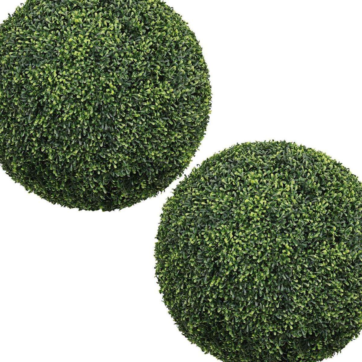 Set of Two 22" Green Artificial Boxwood Tree - HomeRoots - Flyclothing LLC