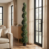 Set of Two 72" Green Artificial Cedar Tree In Round Black Pot - HomeRoots - Flyclothing LLC