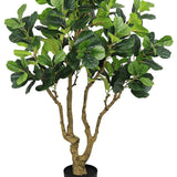84" Green Artificial Ficus Tree In Round Black Pot - HomeRoots - Flyclothing LLC