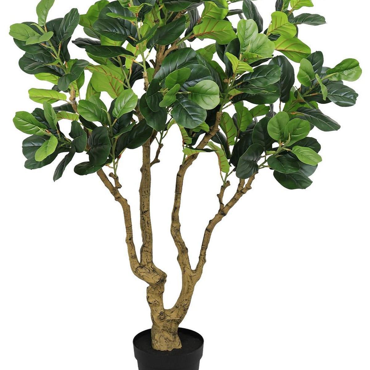 84" Green Artificial Ficus Tree In Round Black Pot - HomeRoots - Flyclothing LLC