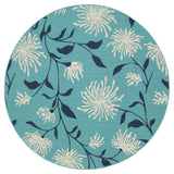 8' Blue Ivory Navy Blue And Teal Blue Round Floral Indoor Outdoor Area Rug - HomeRoots - Flyclothing LLC