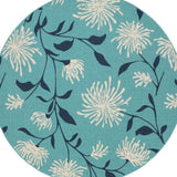 8' Blue Ivory Navy Blue And Teal Blue Round Floral Indoor Outdoor Area Rug - HomeRoots - Flyclothing LLC