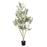 60" Green Artificial Olive Tree In Round Black Pot - HomeRoots - Flyclothing LLC