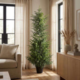 Set of Two 48" Green Artificial Pine Tree In Round Black Pot - HomeRoots - Flyclothing LLC