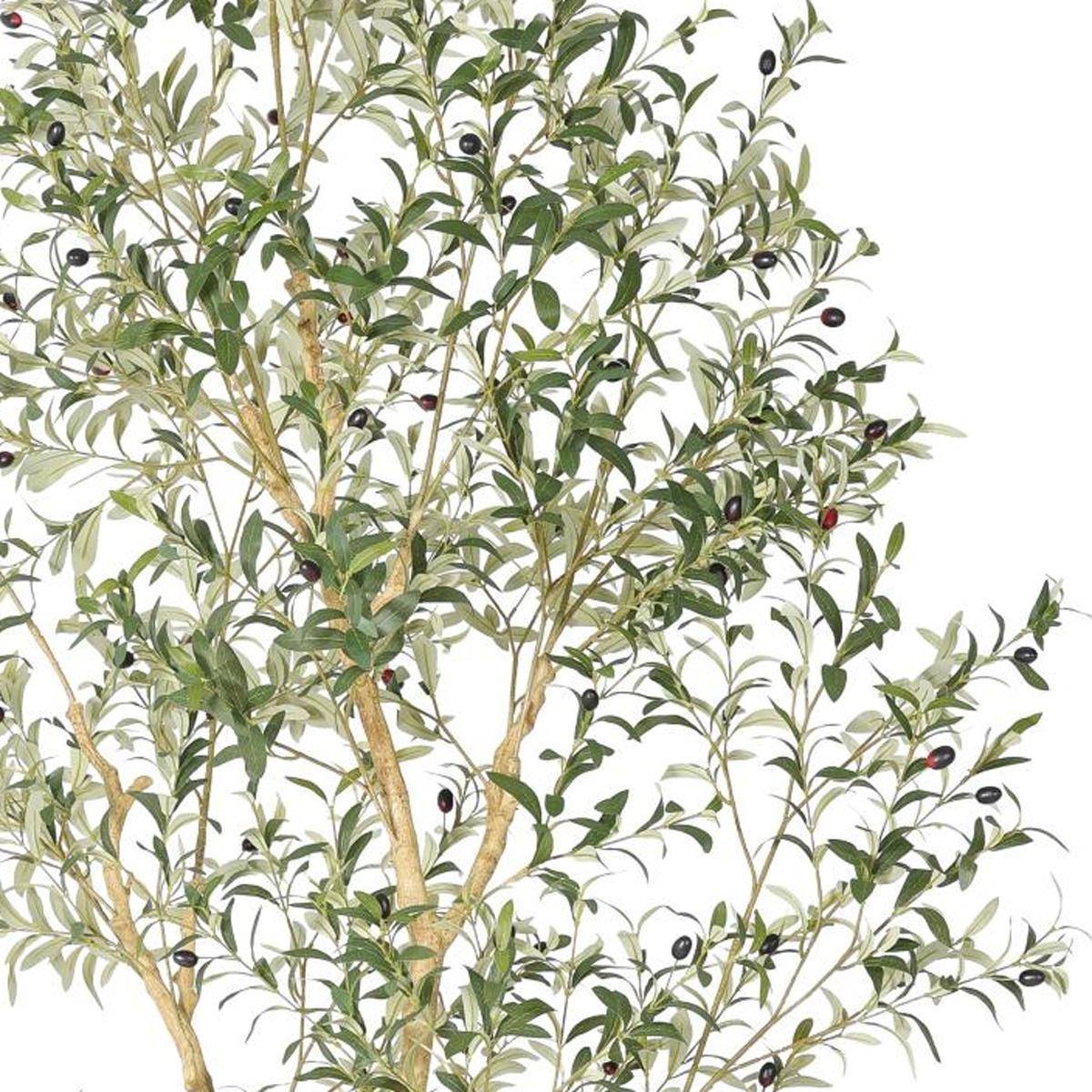 98" Green Artificial Olive Tree In Round White Pot