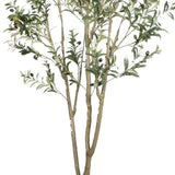 84" Green Artificial Olive Tree In Round Black Pot