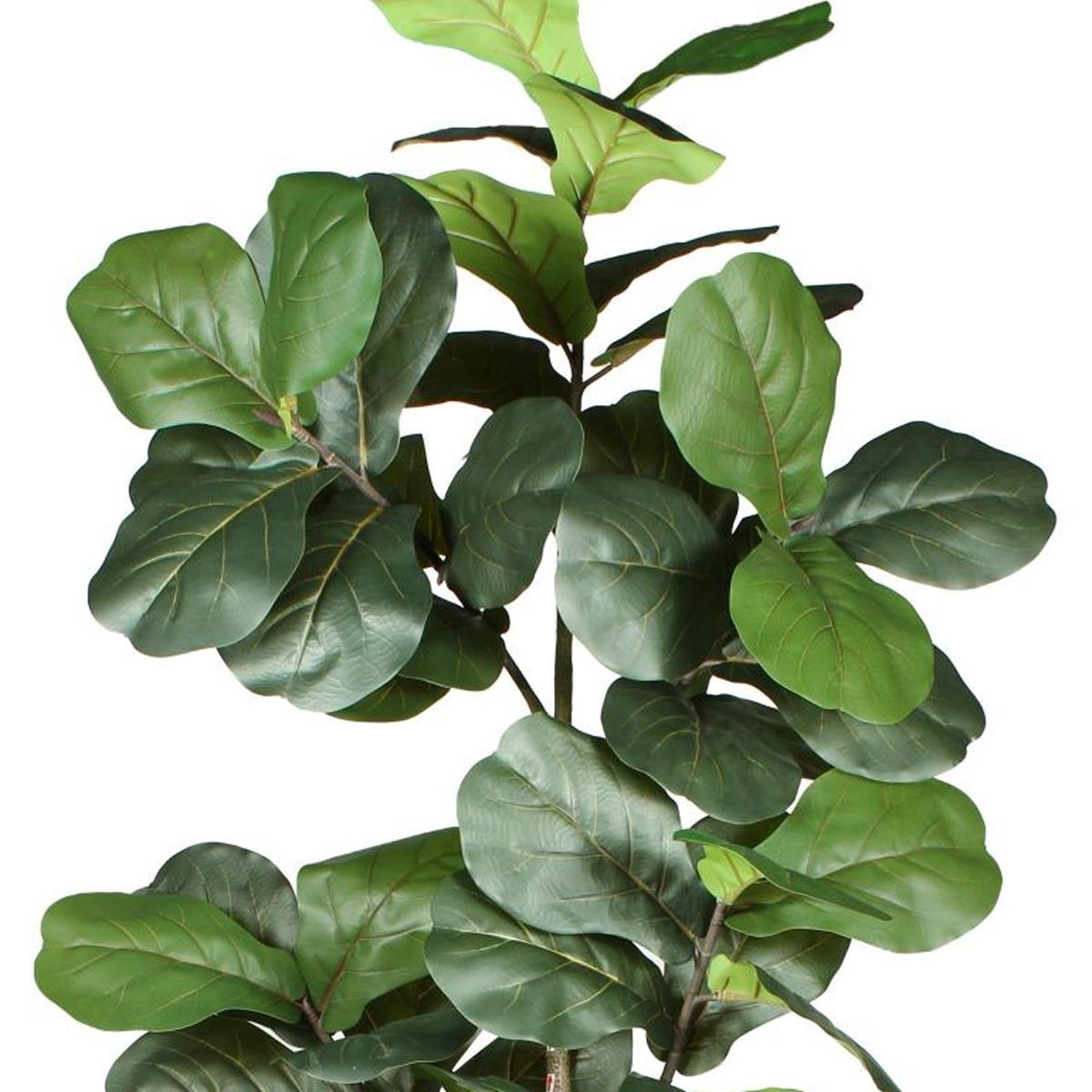 84" Green Artificial Fiddle Leaf Tree In Round Black Pot - HomeRoots - Flyclothing LLC