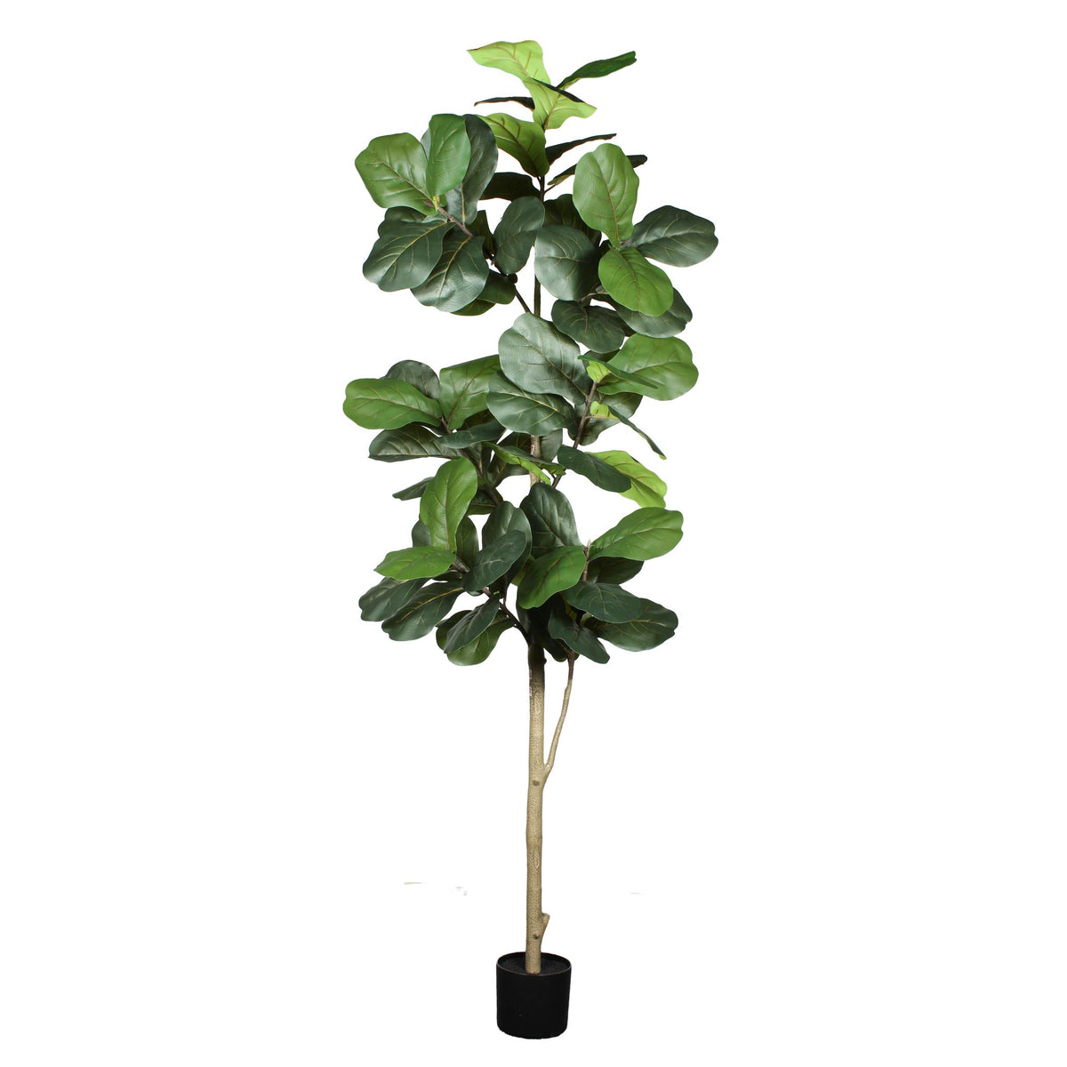 84" Green Artificial Fiddle Leaf Tree In Round Black Pot - HomeRoots - Flyclothing LLC
