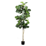 84" Green Artificial Fiddle Leaf Tree In Round Black Pot - HomeRoots - Flyclothing LLC