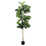 84" Green Artificial Fiddle Leaf Tree In Round Black Pot - HomeRoots - Flyclothing LLC