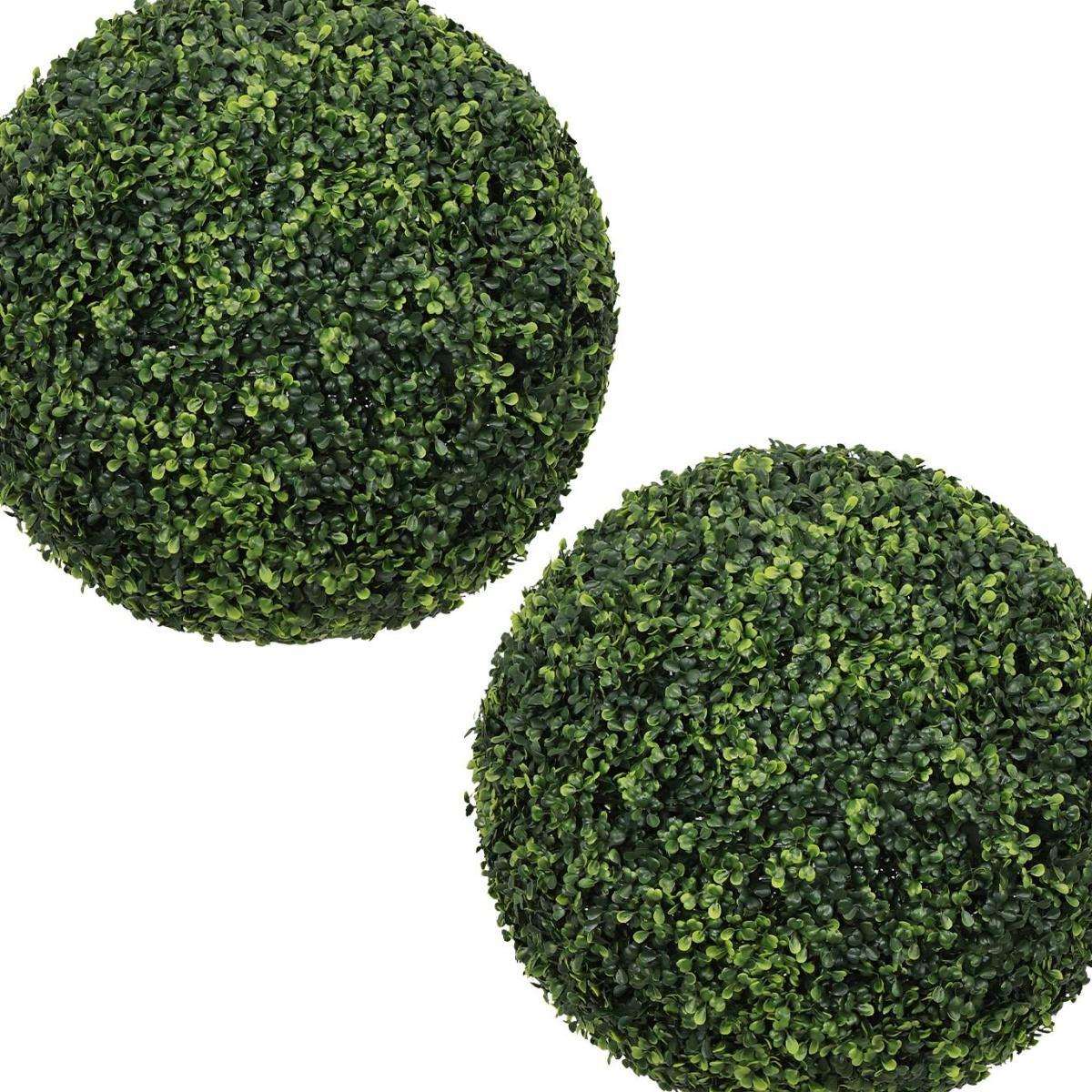 Set of Two 19" Dark Green Artificial Boxwood Tree - HomeRoots - Flyclothing LLC