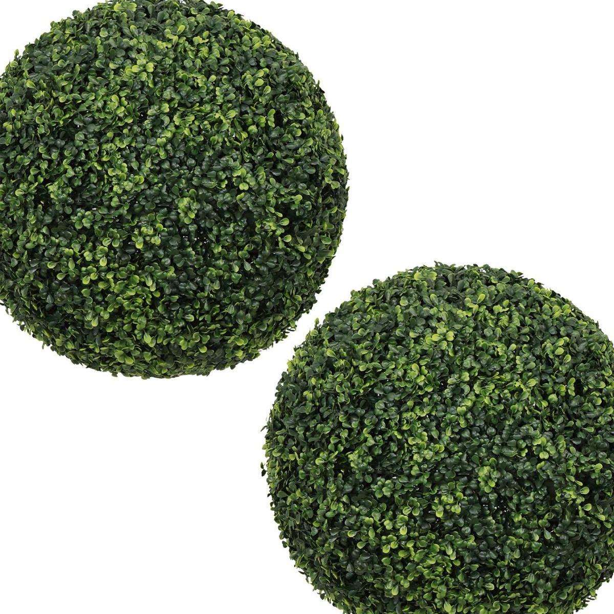 Set of Two 19" Dark Green Artificial Boxwood Tree - HomeRoots - Flyclothing LLC