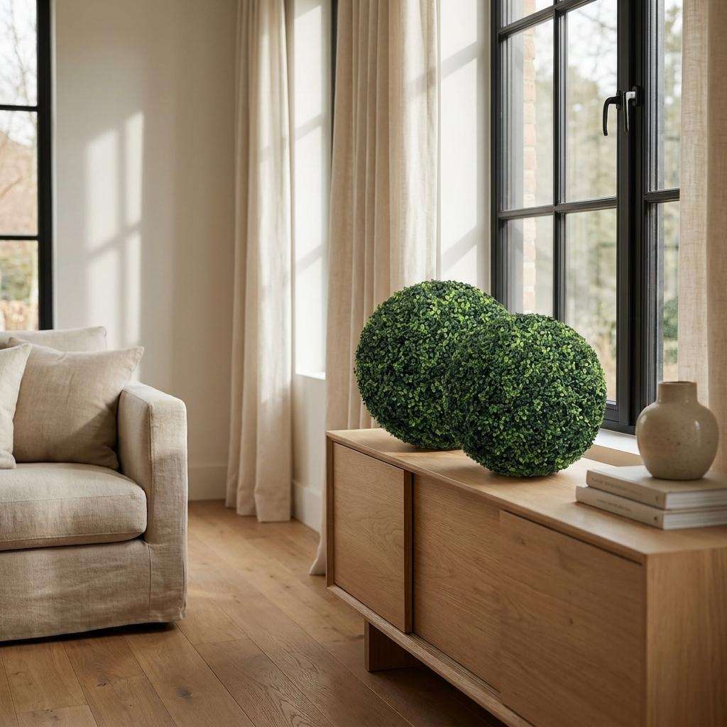 Set of Two 19" Dark Green Artificial Boxwood Tree - HomeRoots - Flyclothing LLC