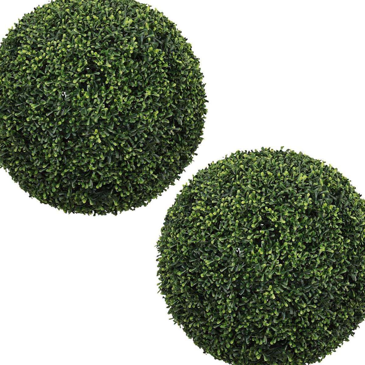 Set of Two 19" Green Artificial Boxwood Tree - HomeRoots - Flyclothing LLC