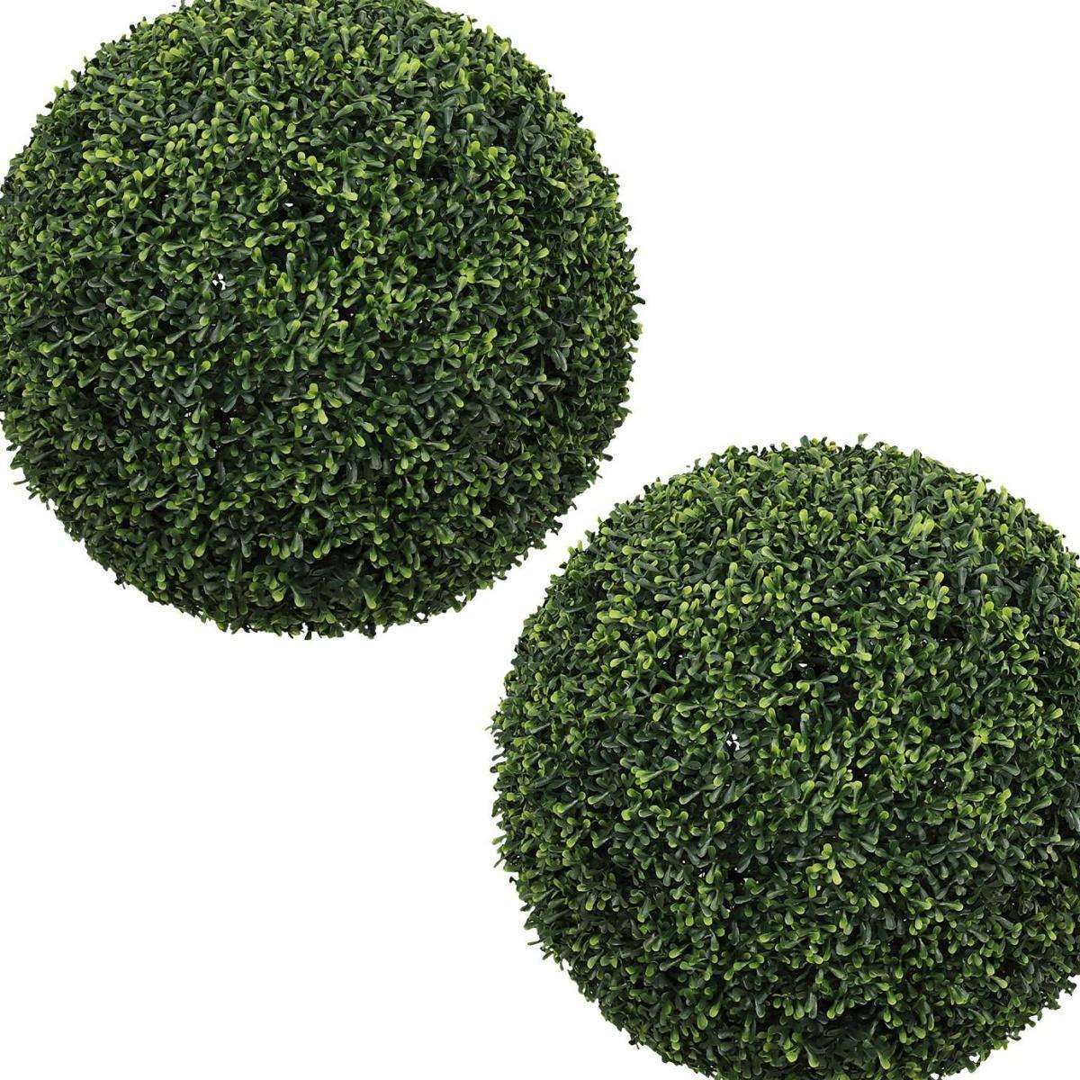Set of Two 19" Green Artificial Boxwood Tree - HomeRoots - Flyclothing LLC