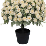 Set of Two 24" White Artificial Flowering Tree In Round Black Pot - HomeRoots - Flyclothing LLC