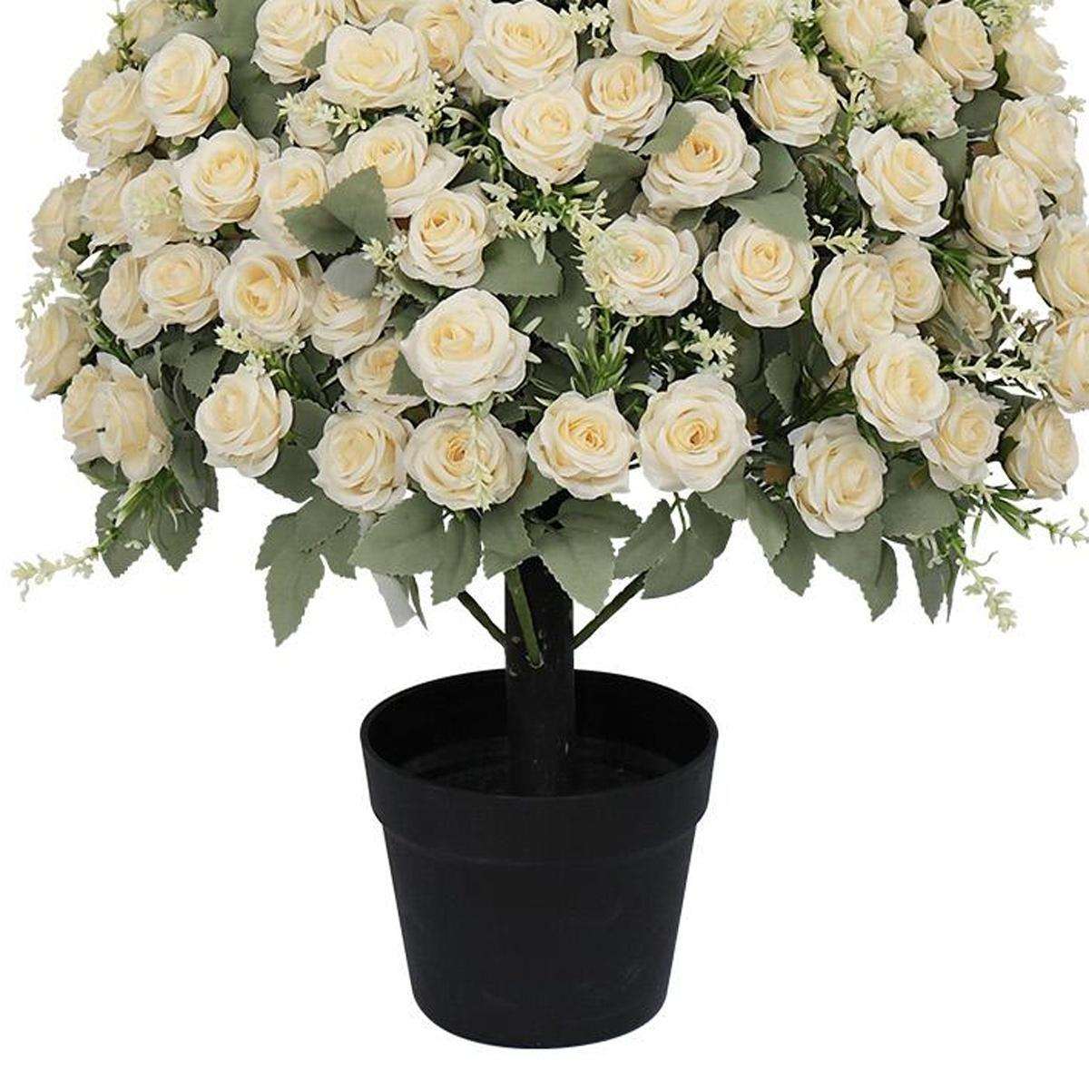 Set of Two 24" White Artificial Flowering Tree In Round Black Pot - HomeRoots - Flyclothing LLC