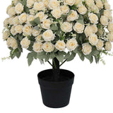 Set of Two 24" White Artificial Flowering Tree In Round Black Pot - HomeRoots - Flyclothing LLC